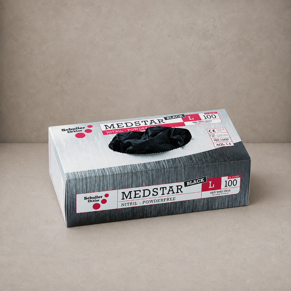 Innotec Medstar Nitril Black PF – 100 Stück · Packung, Größe 09 (L) – Artikelnummer 2011-02