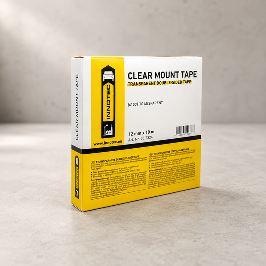 Innotec Clear Mount Tape – 10 Laufmeter · Rolle, 12 mm breit x 0,5 mm stark – Artikelnummer 162T