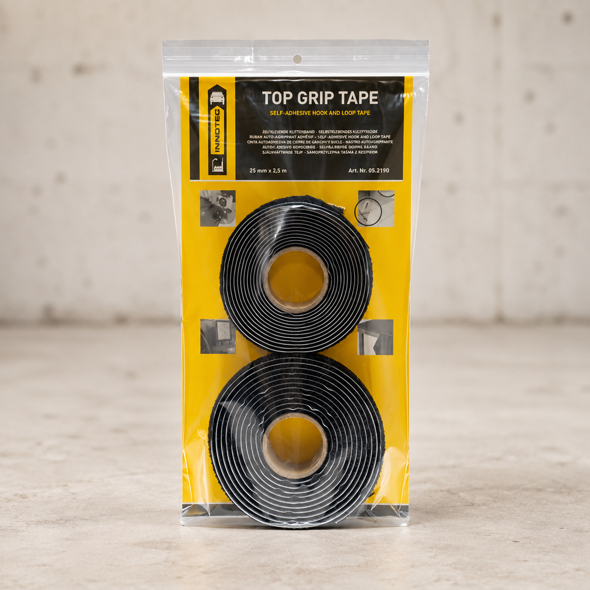 Innotec Top Grip Tape – 2,5 m · Rollen, Filz- & Hakenband-Set – Artikelnummer 1660