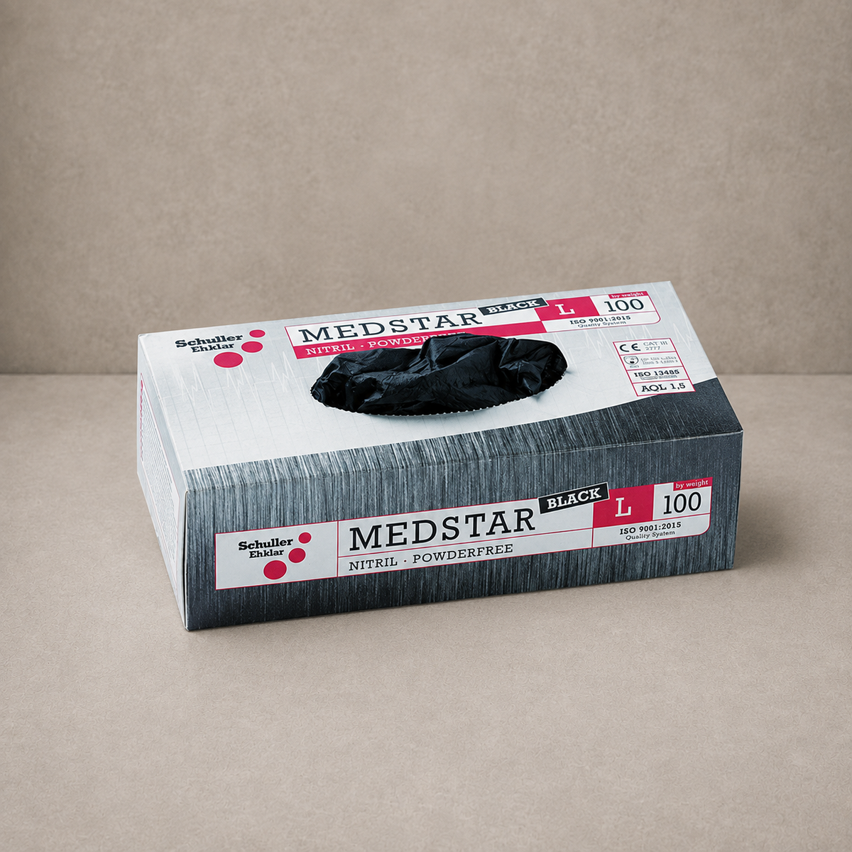 Innotec Medstar Nitril Black PF – 100 Stück · Packung, Größe 07 (S) – Artikelnummer 2011-00