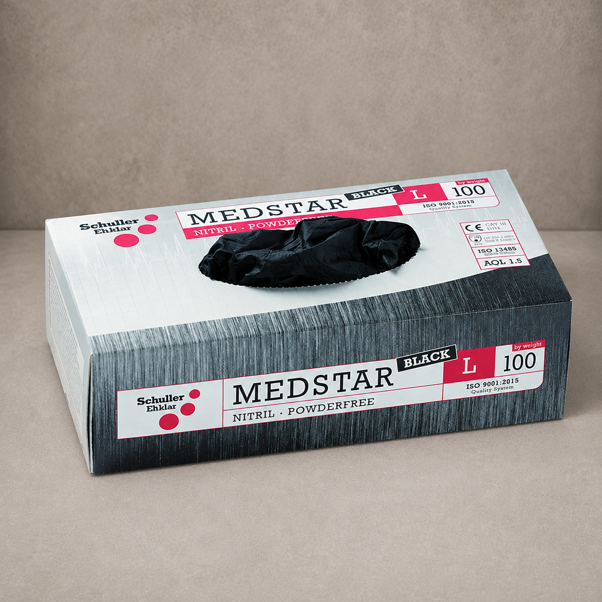 Innotec Medstar Nitril Black PF – 100 Stück · Packung, Größe 08 (M) – Artikelnummer 2011-01
