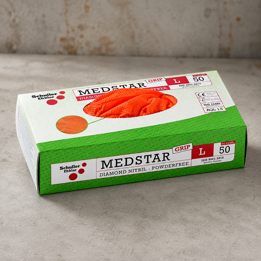 Innotec Medstar Grip Nitril – 50 Stück · Packung, Orange, Größe 08 – Artikelnummer 2012-00
